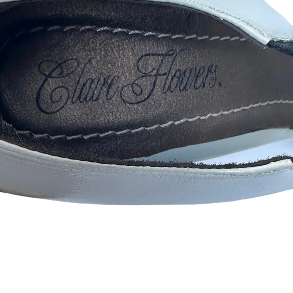 Heeled Sandal Claire Flowers Lizzy Leather White Black Brown Size 10 New Neutral - Picture 9 of 17